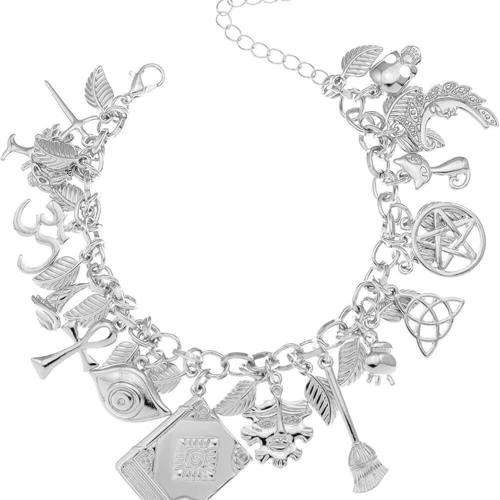 Mythology Fairytale Lucky Charms Cuff Bangle Bracelet Cross Leaf Moon Face Celti